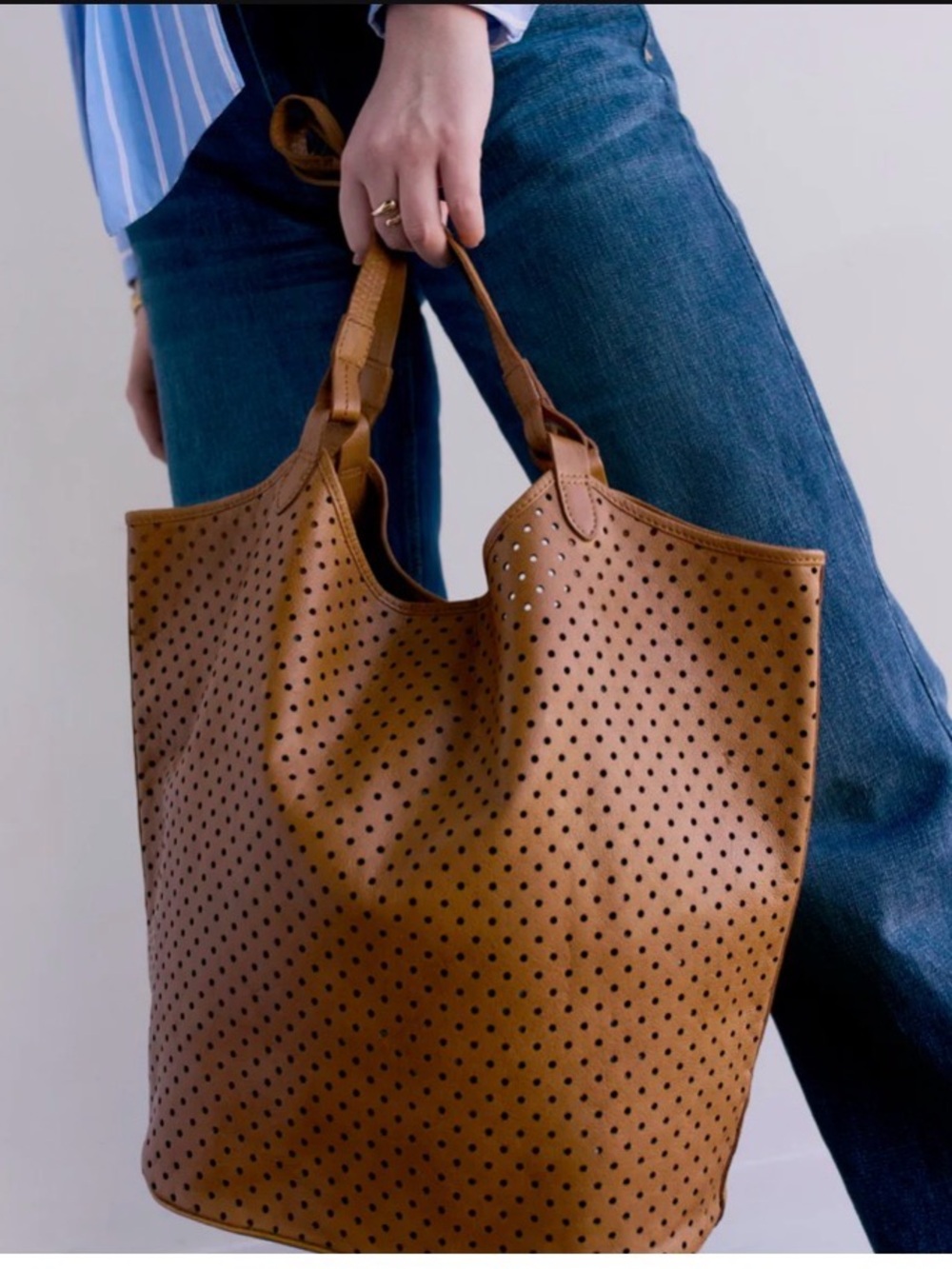 Latico woven leather tote bag in cognac